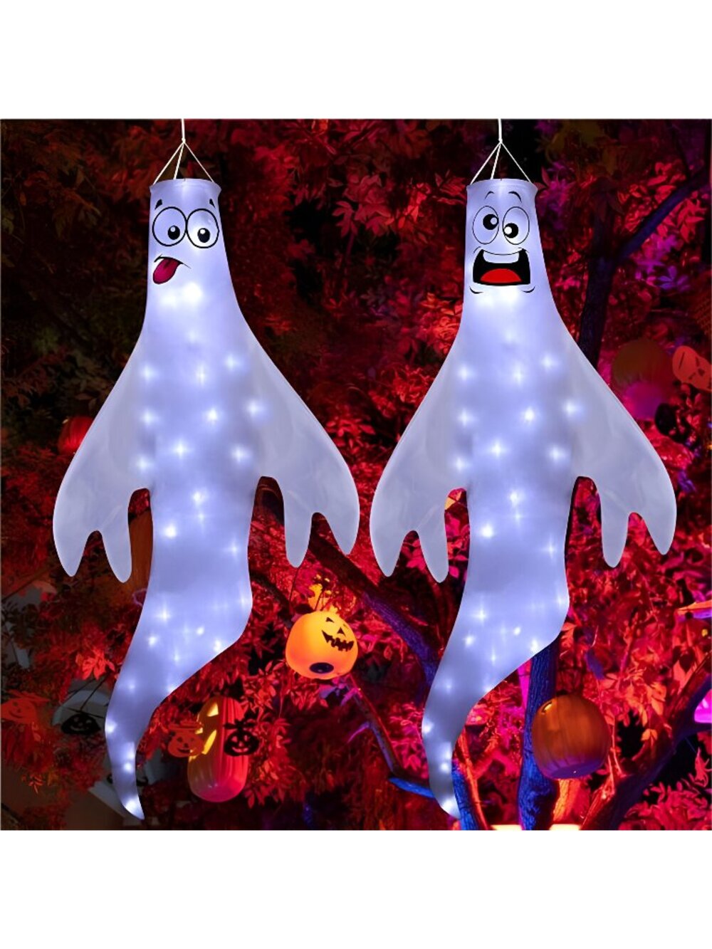2 Pack 47 Inch Glow in The Dark Halloween Outdoor Hanging Decor